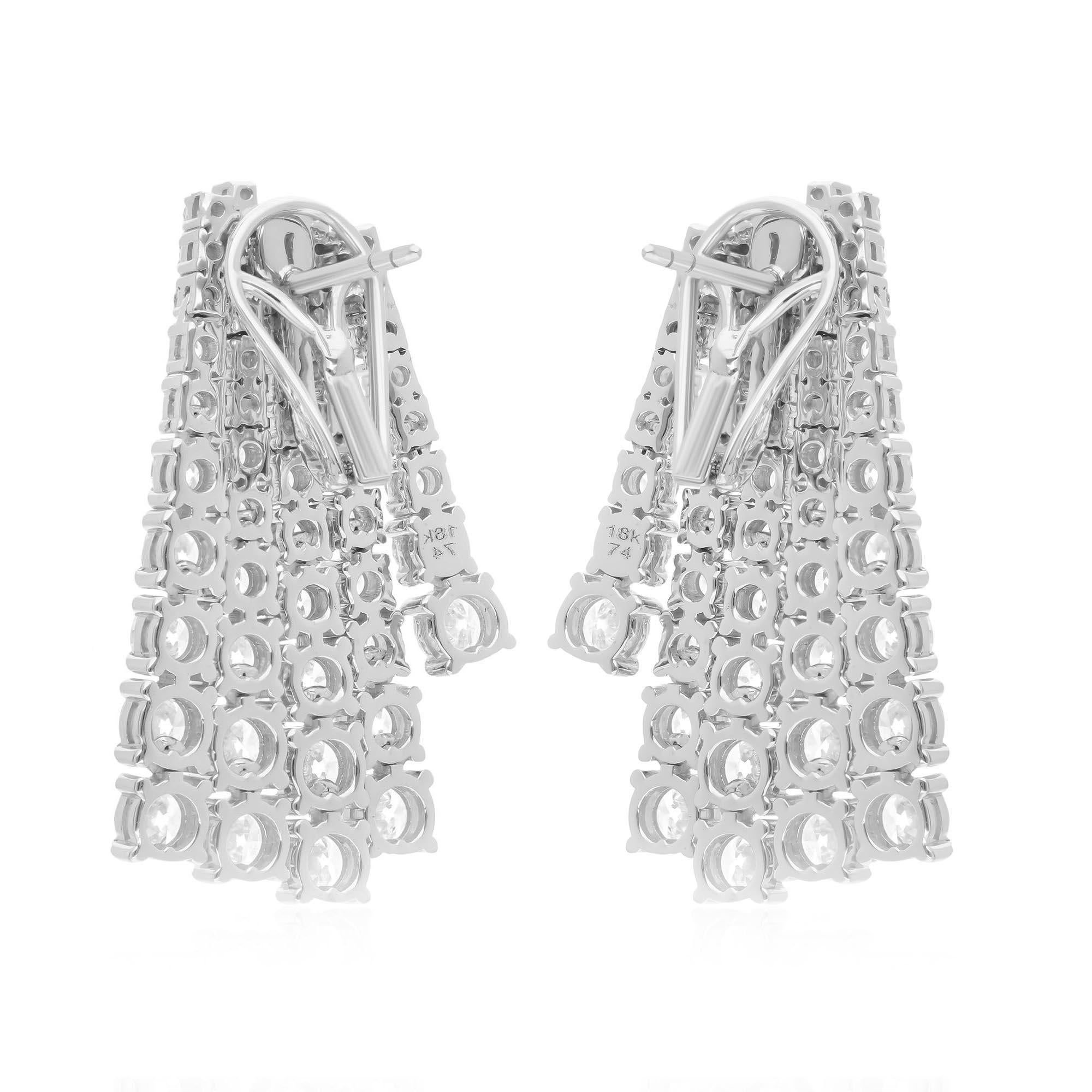 Real 8.8 Carat Multi Layer Diamond Earrings 10 Karat White Gold Handmade Jewelry In New Condition For Sale In Diera, Dubai