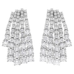 Real 8.8 Carat Multi Layer Diamond Earrings 10 Karat White Gold Handmade Jewelry