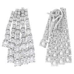 Real 8.8 Carat Multi Layer Diamond Earrings 18 Karat White Gold Handmade Jewelry