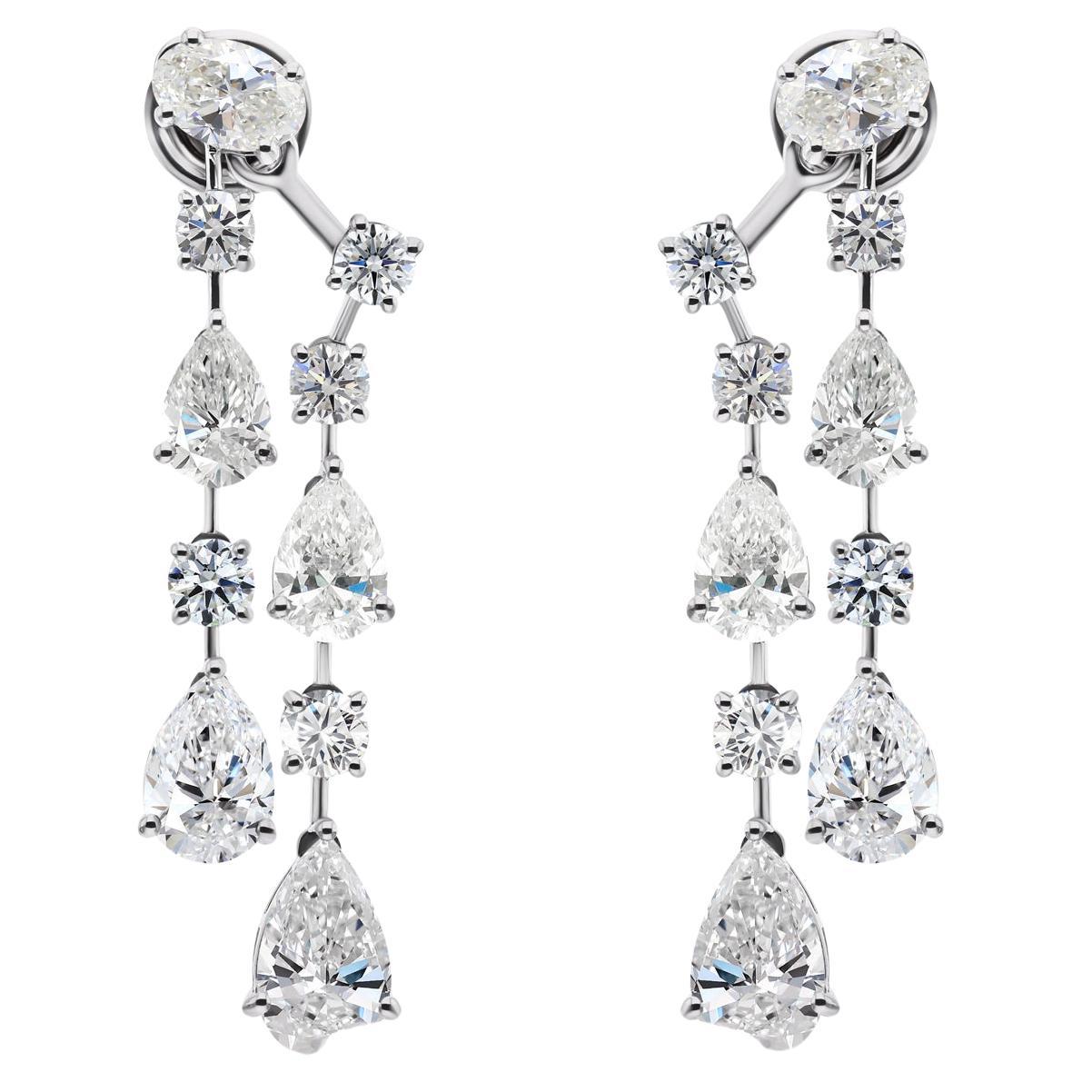 Real 8.95 Carat SI Clarity HI Color Diamond Jacket Earrings 14 Karat White Gold
