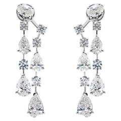 Real 8.95 Carat SI Clarity HI Color Diamond Jacket Earrings 14 Karat White Gold
