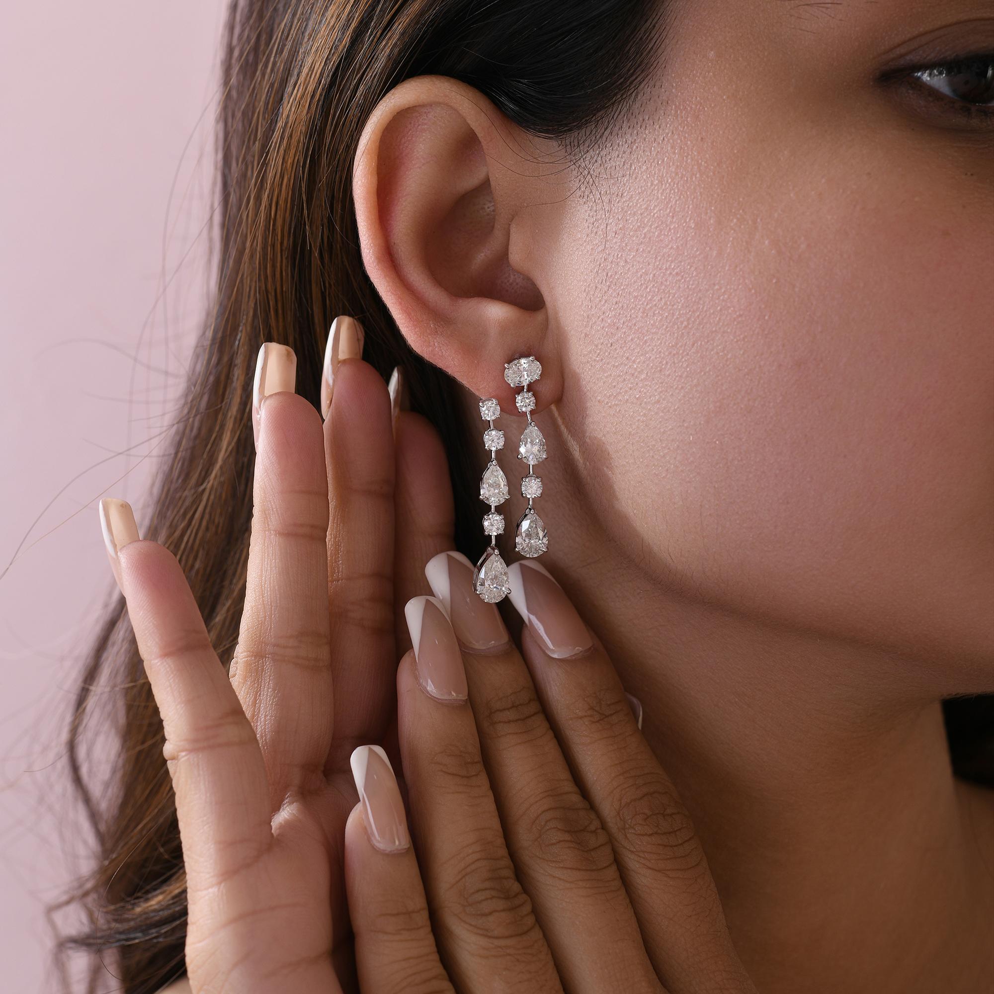 Pendientes de diamantes de oro blanco de 18 quilates, auténticos, de 8,95 quilates, con claridad SI y color HI Art Decó en venta