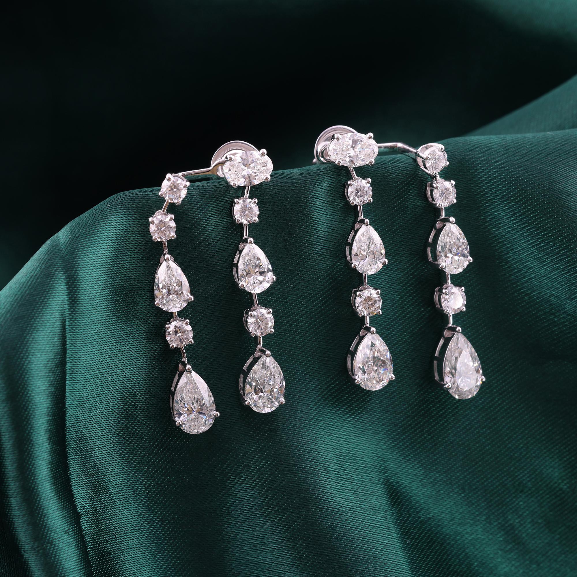 Pendientes de diamantes de oro blanco de 18 quilates, auténticos, de 8,95 quilates, con claridad SI y color HI Corte pera en venta