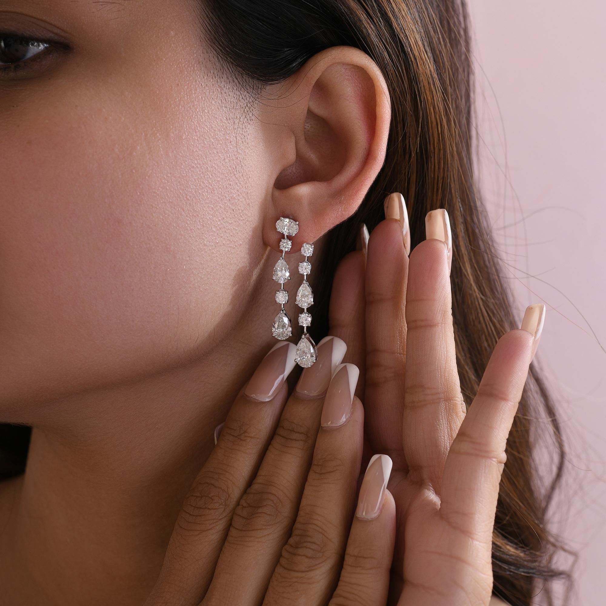 De las mujeres Pendientes de diamantes de oro blanco de 18 quilates, auténticos, de 8,95 quilates, con claridad SI y color HI en venta