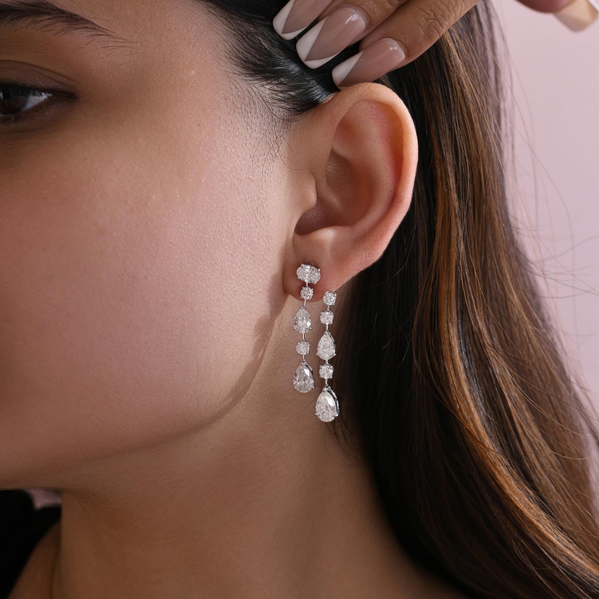 Pendientes de diamantes de oro blanco de 18 quilates, auténticos, de 8,95 quilates, con claridad SI y color HI en venta 1