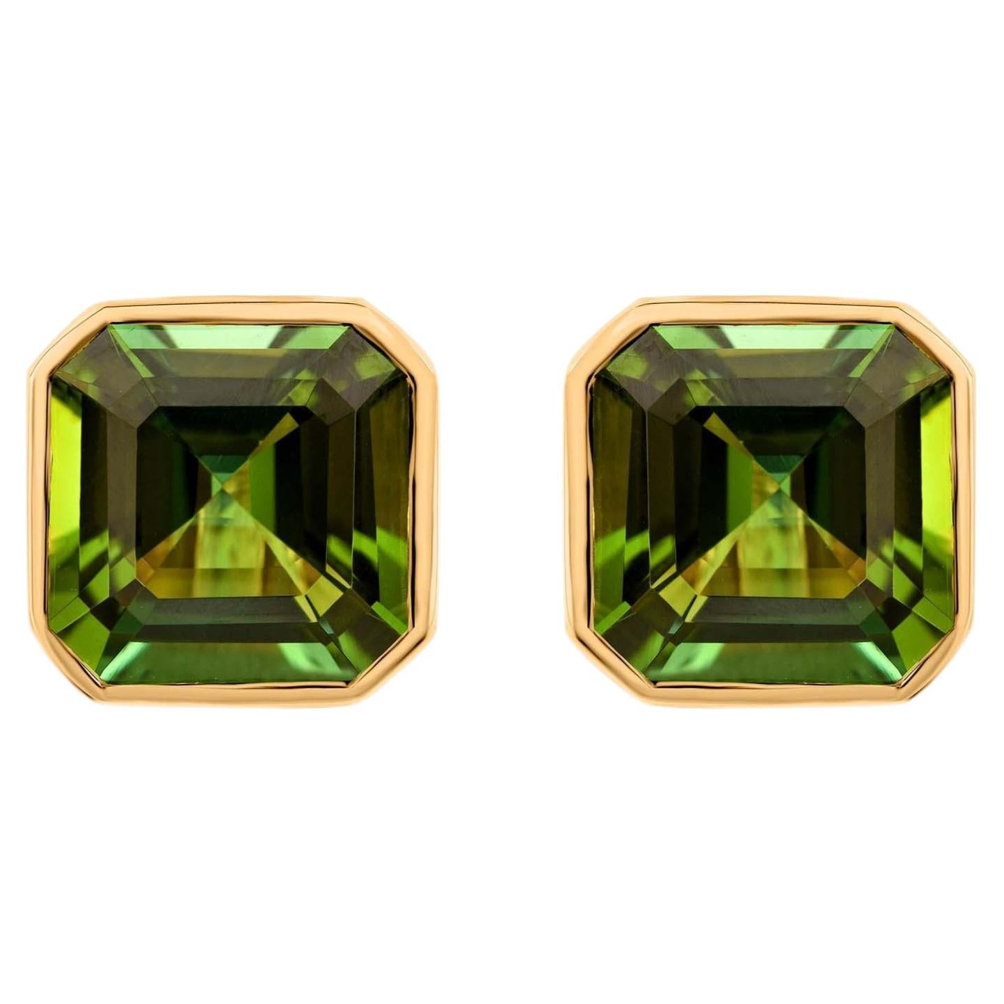 Pendientes auténticos de turmalina verde de 9,02 quilates Joyas de oro amarillo de 18 quilates