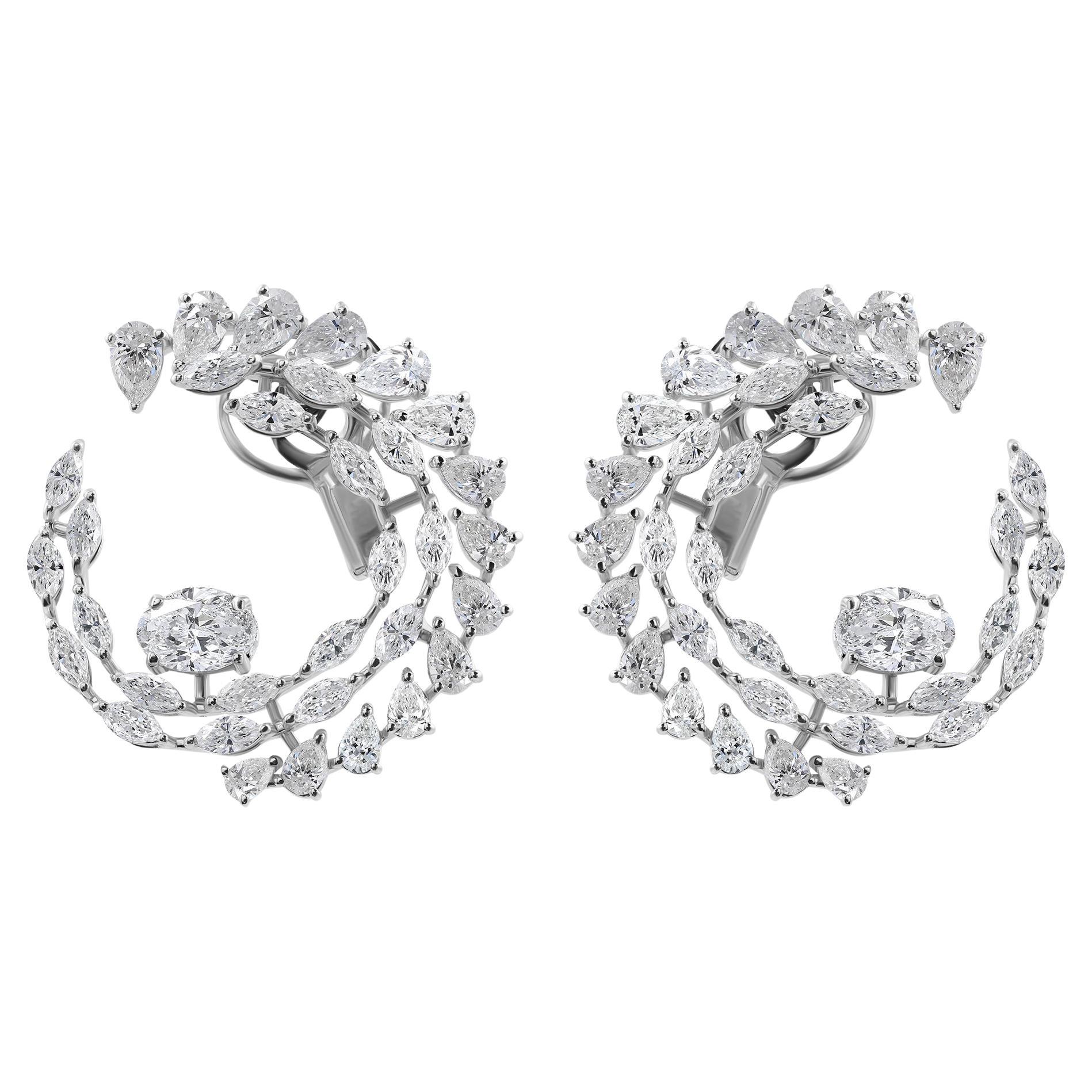 Véritable 9.08 Carat SI Clarity HI Color Diamond Clip On Earrings 14 Karat White Gold