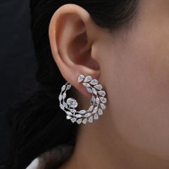 Real 9.08 Carat SI Clarity HI Color Diamond Clip On Earrings 18 Karat White Gold