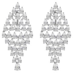 Real 9.22 Carat SI Clarity HI Color Diamond Dangle Earrings 18 Karat White Gold