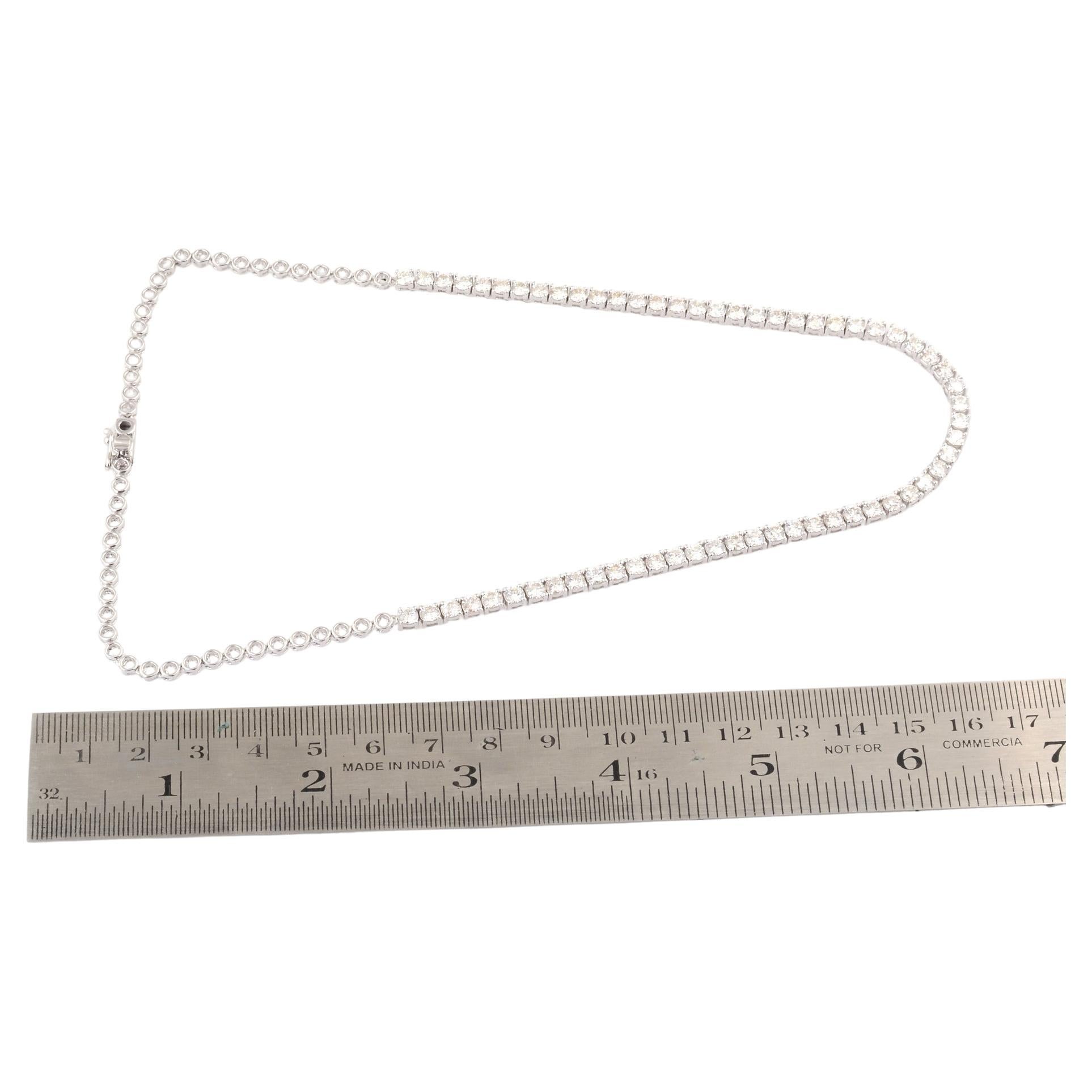 Women's Real 9.25 Carat Diamond Choker Necklace 14 Karat White Gold Handmade Jewelry For Sale