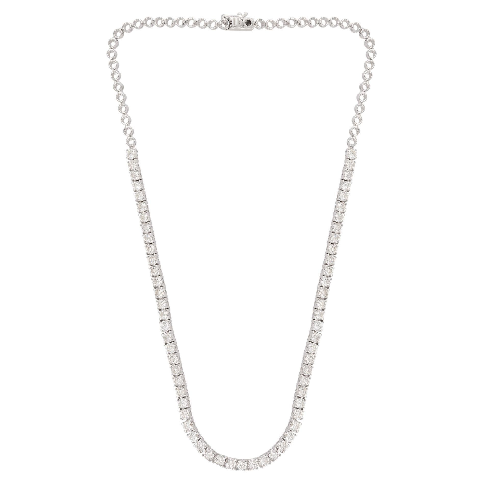 Real 9.25 Carat Diamond Choker Necklace 14 Karat White Gold Handmade Jewelry For Sale