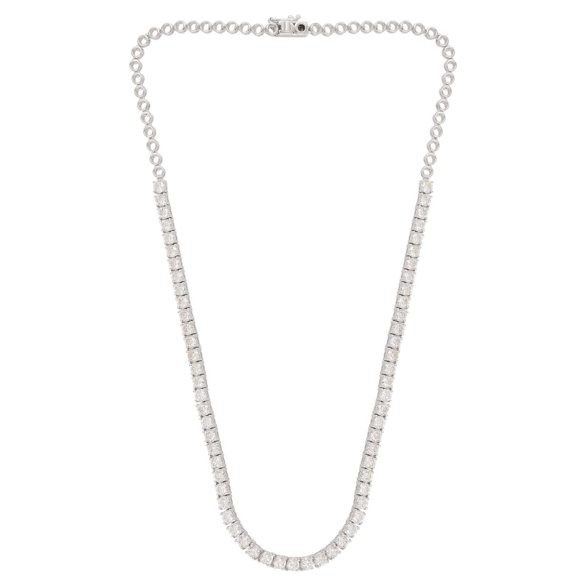 Real 9.25 Carat Diamond Choker Necklace 18 Karat White Gold Handmade Jewelry