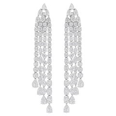 Real 9,50 Karat SI/H Multi Shape Diamant-Kronleuchter-Ohrringe aus 18 Karat Weißgold