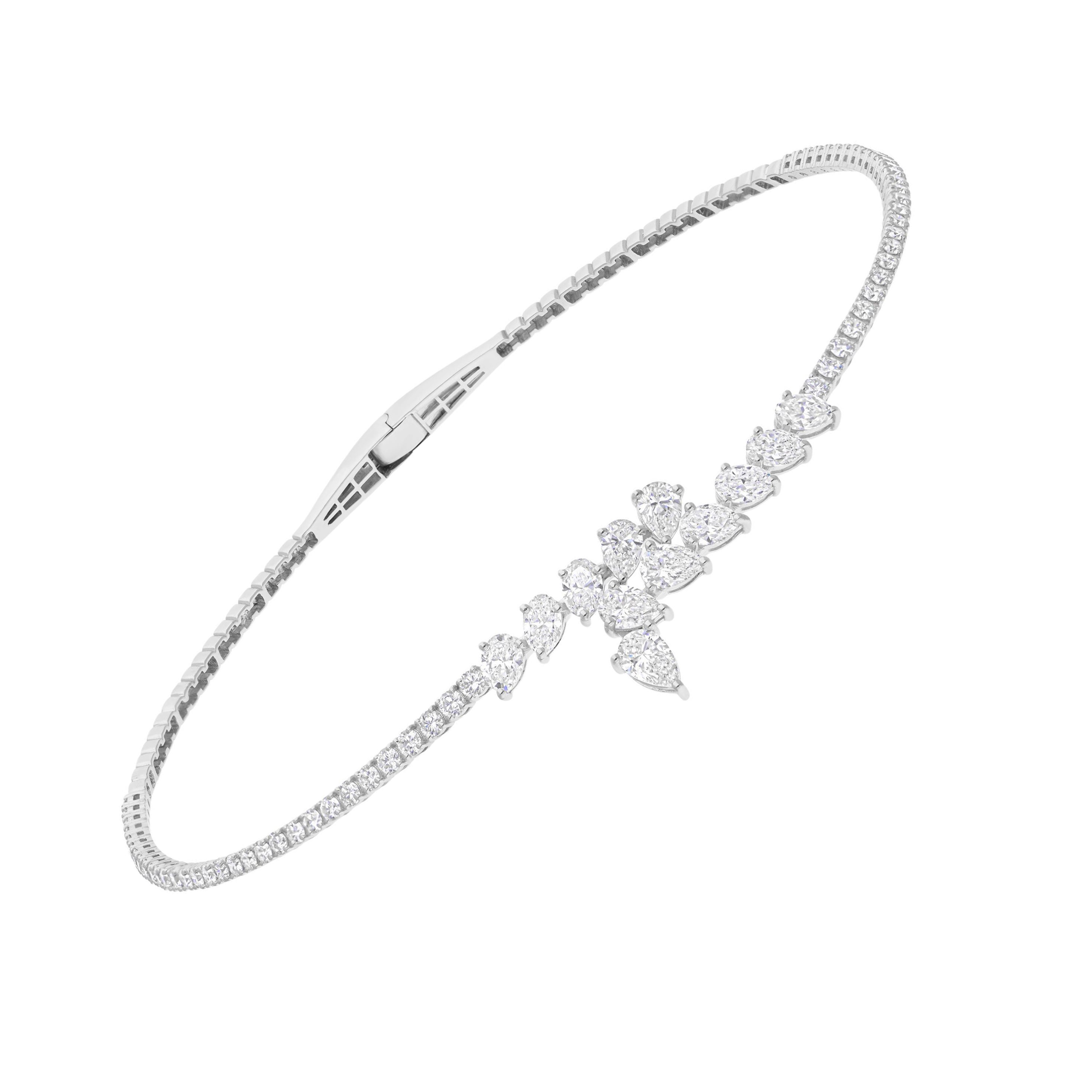 Statement 9.58 Carat SI/HI Diamond Choker Torc Necklace 14k Solid White Gold For Sale