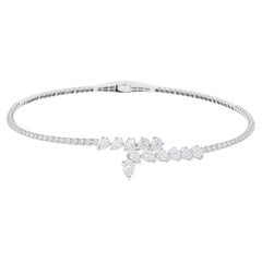 Echte 9,58 Karat SI/HI Diamant Torc Choker Halskette 18k Massiv Weißgold