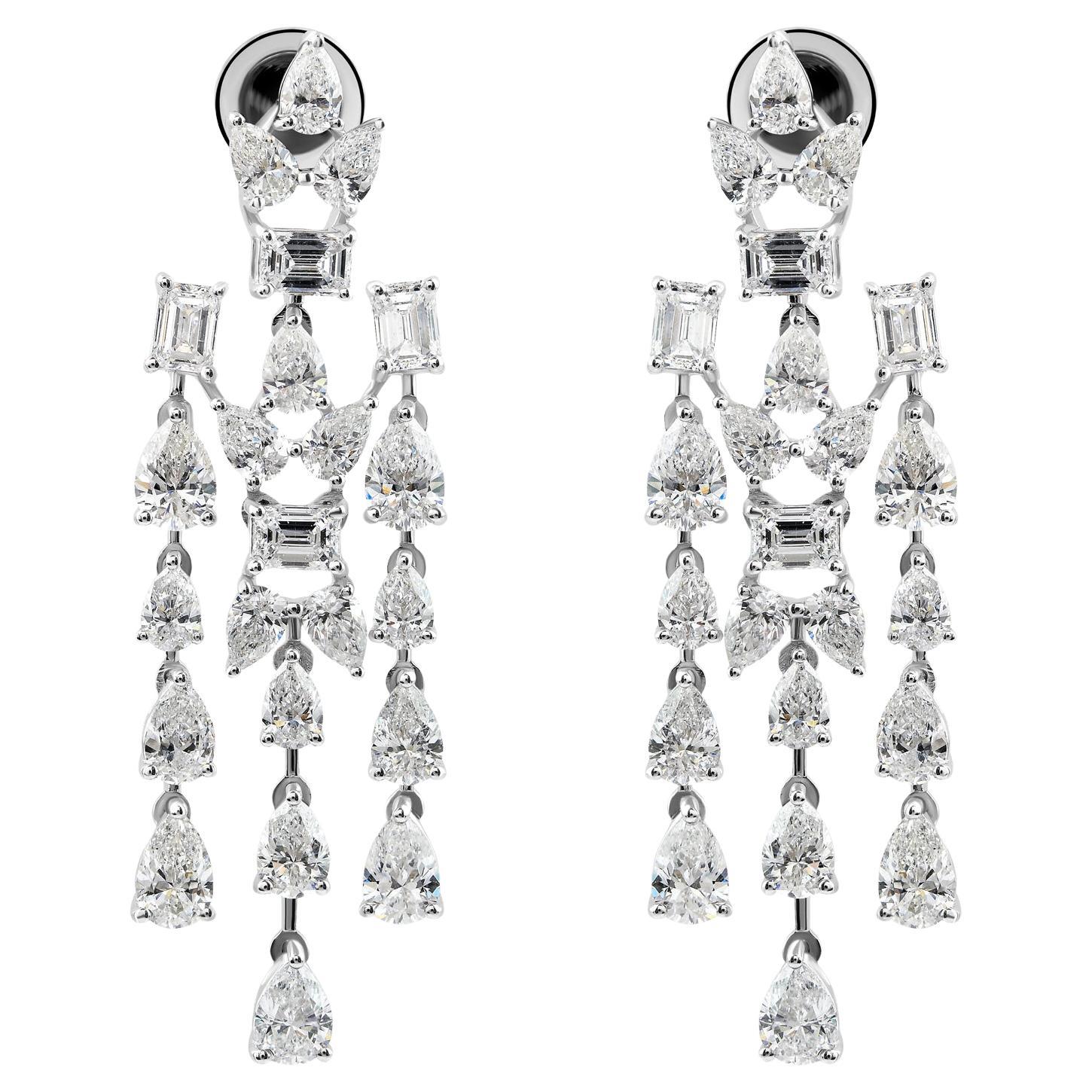 Real 9.75 Carat SI Clarity HI Color Multi Diamond Earrings 14 Karat White Gold For Sale