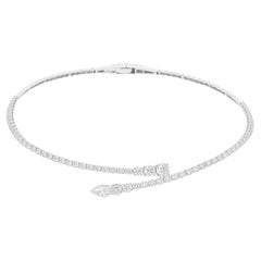 Real 9.94 Carat SI/H Round Pear Diamond Wrap Choker Necklace 14 Karat White Gold