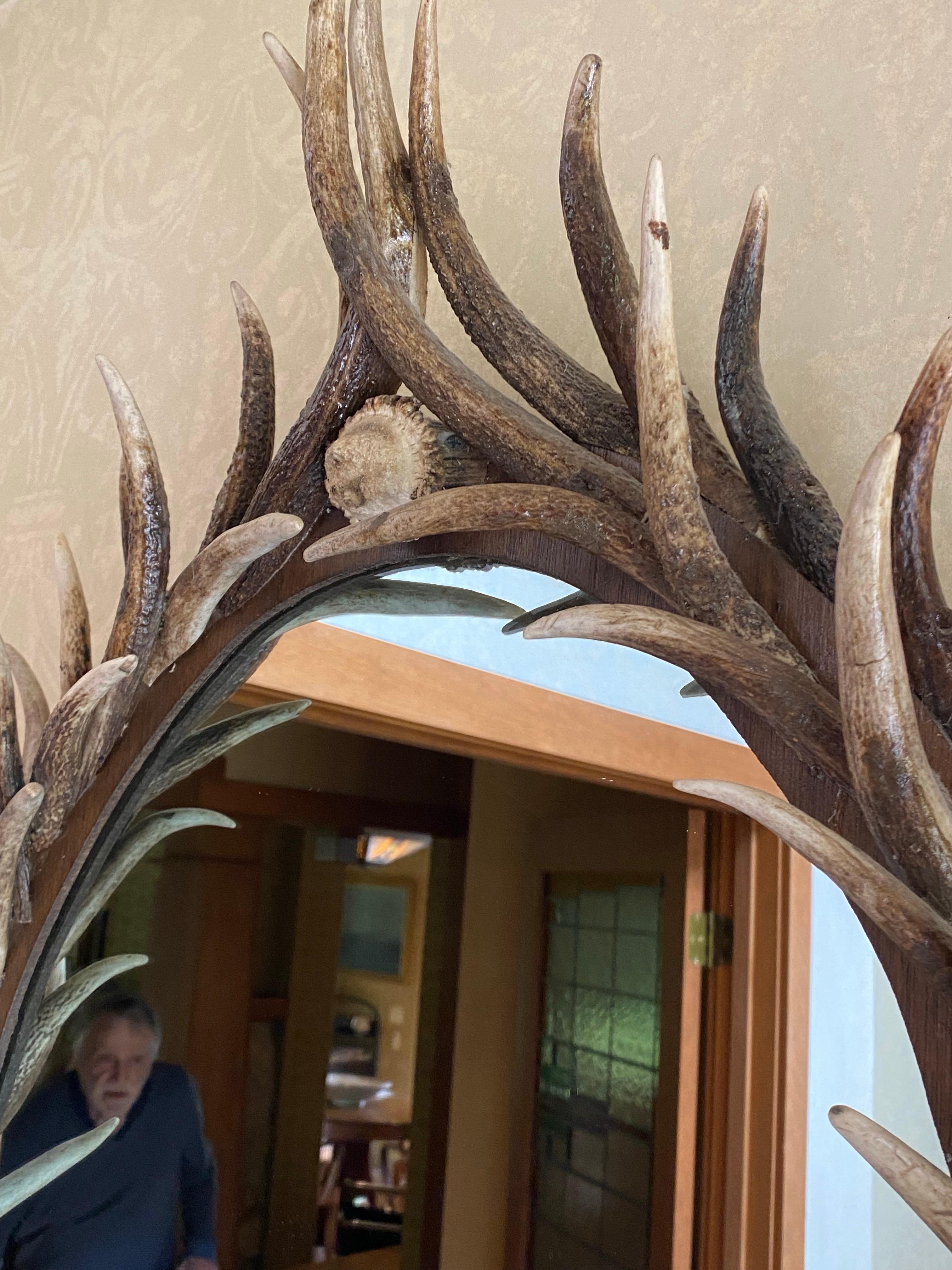 Real Antler Mirror in Oval Shape, Late 20th Century For Sale 6