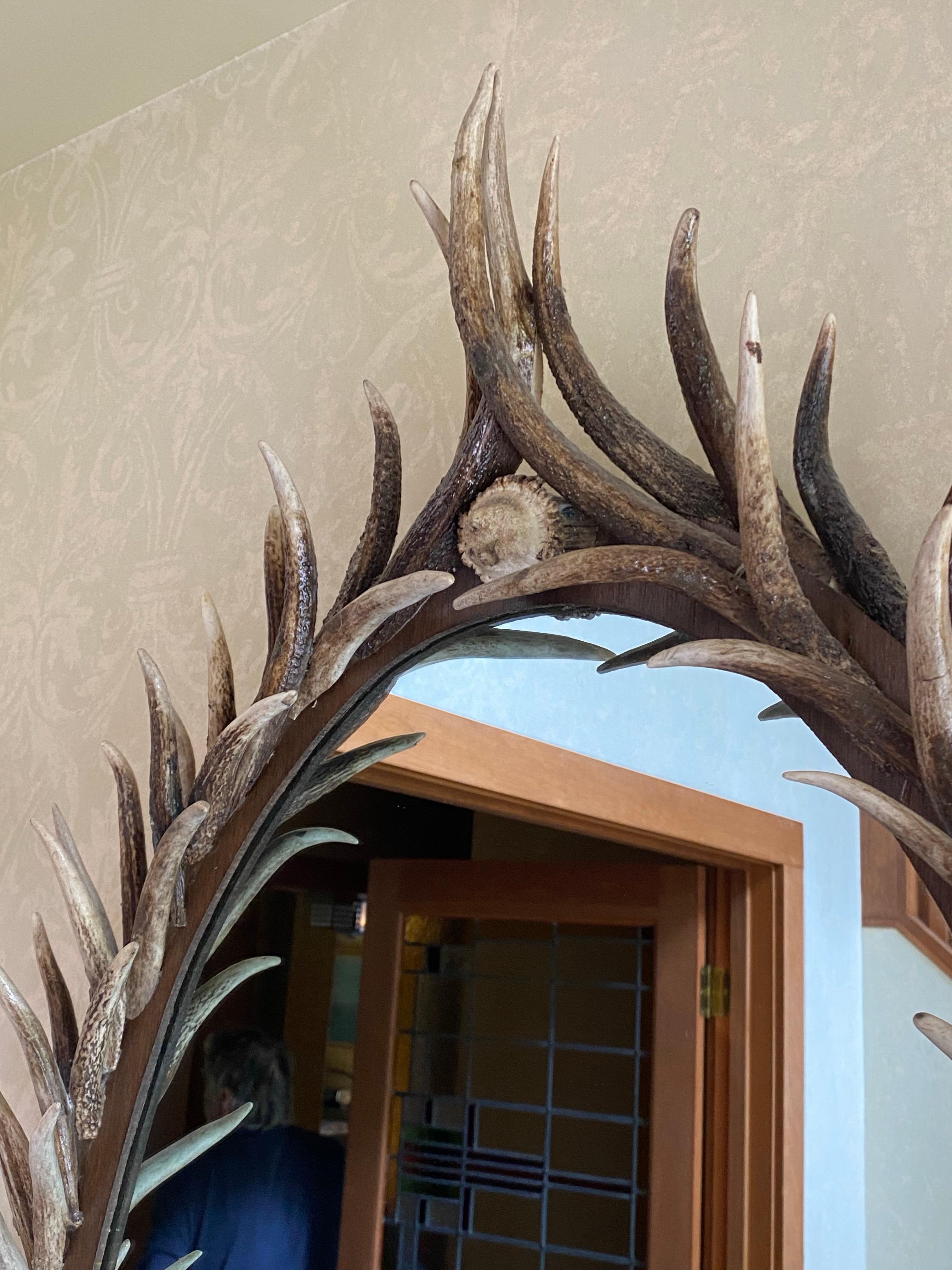 Real Antler Mirror in Oval Shape, Late 20th Century For Sale 7