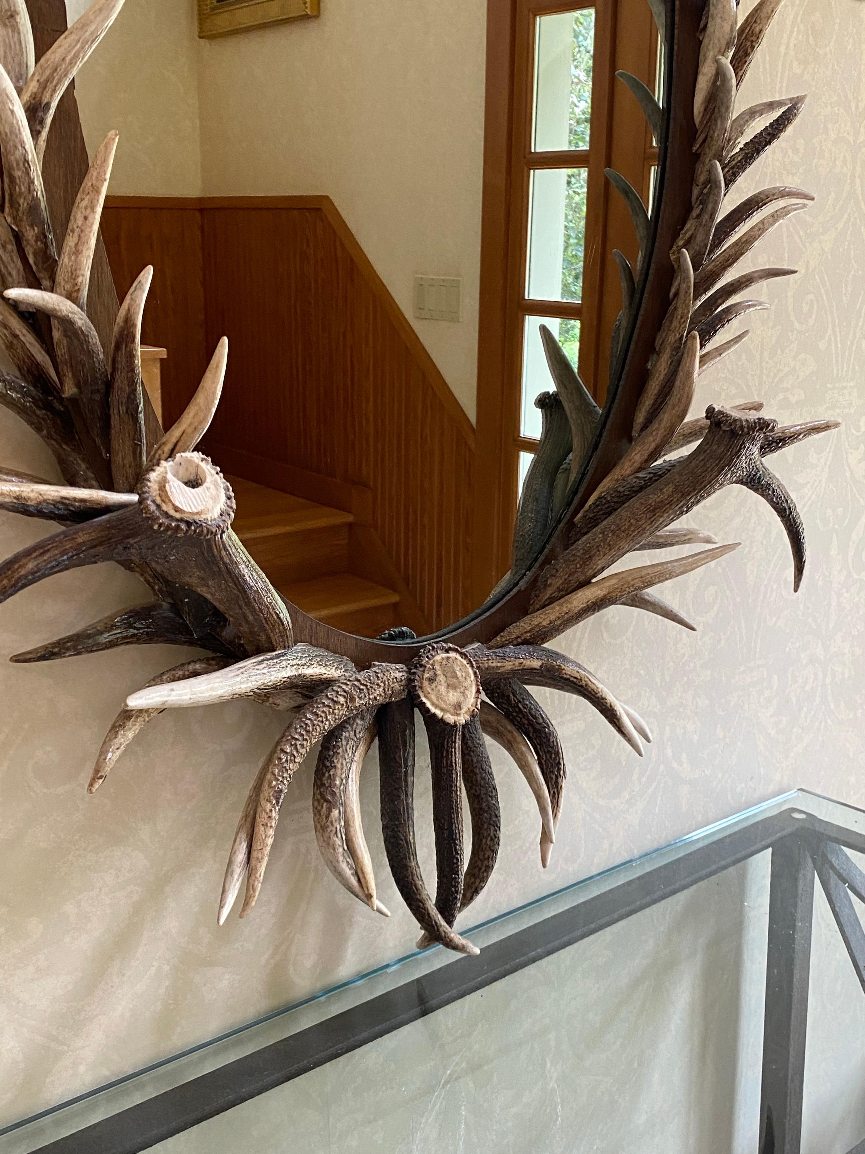 Real Antler Mirror in Oval Shape, Late 20th Century For Sale 9