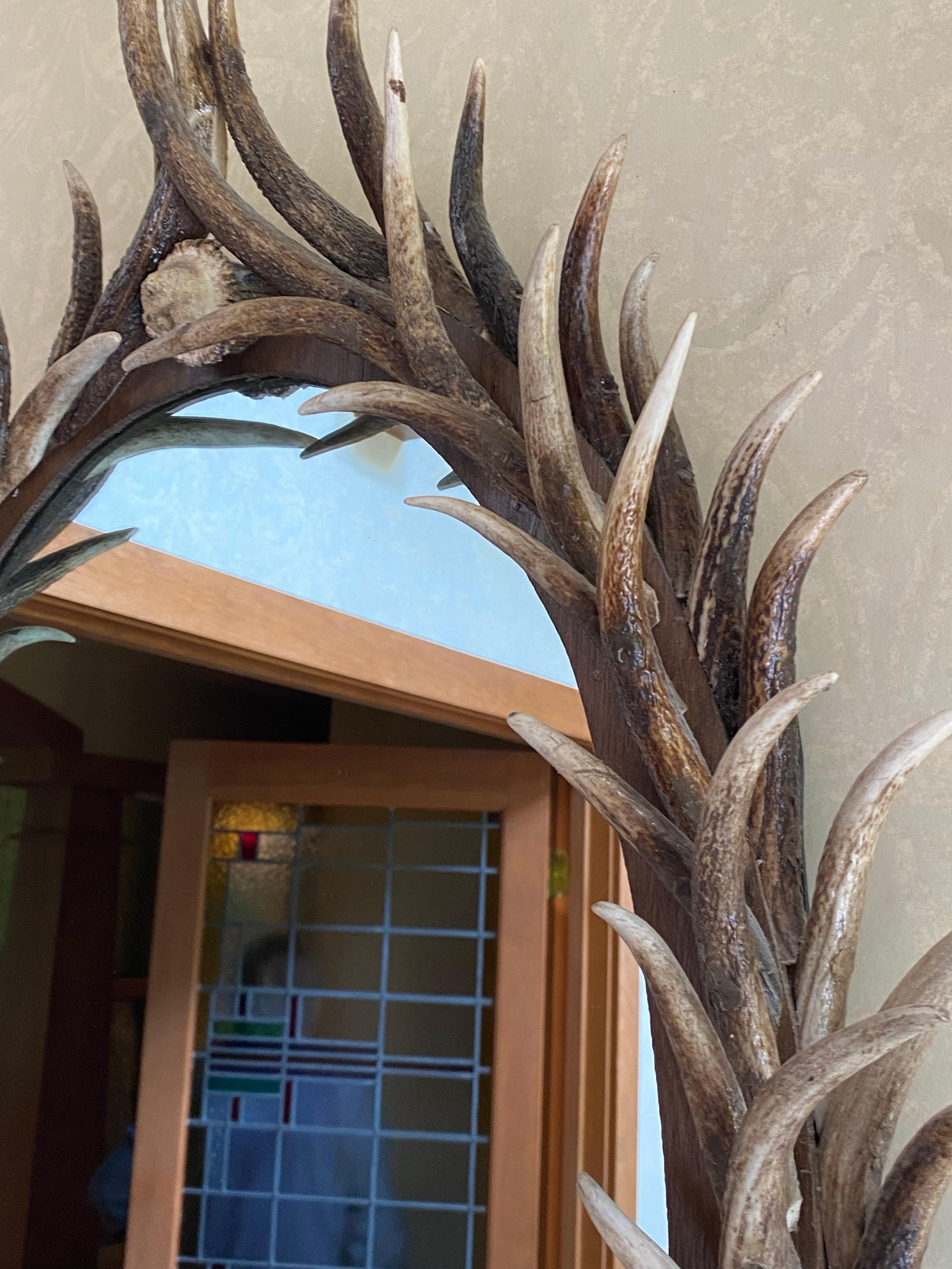 Real Antler Mirror in Oval Shape, Late 20th Century For Sale 3