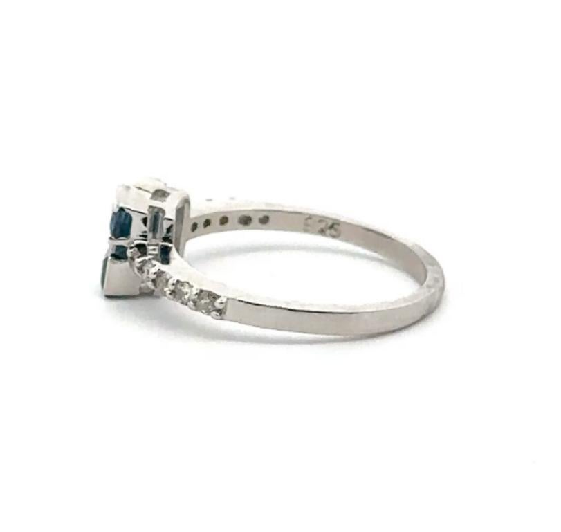 For Sale:  Real Blue Sapphire and Diamond Ring in Sterling Silver for Her 3