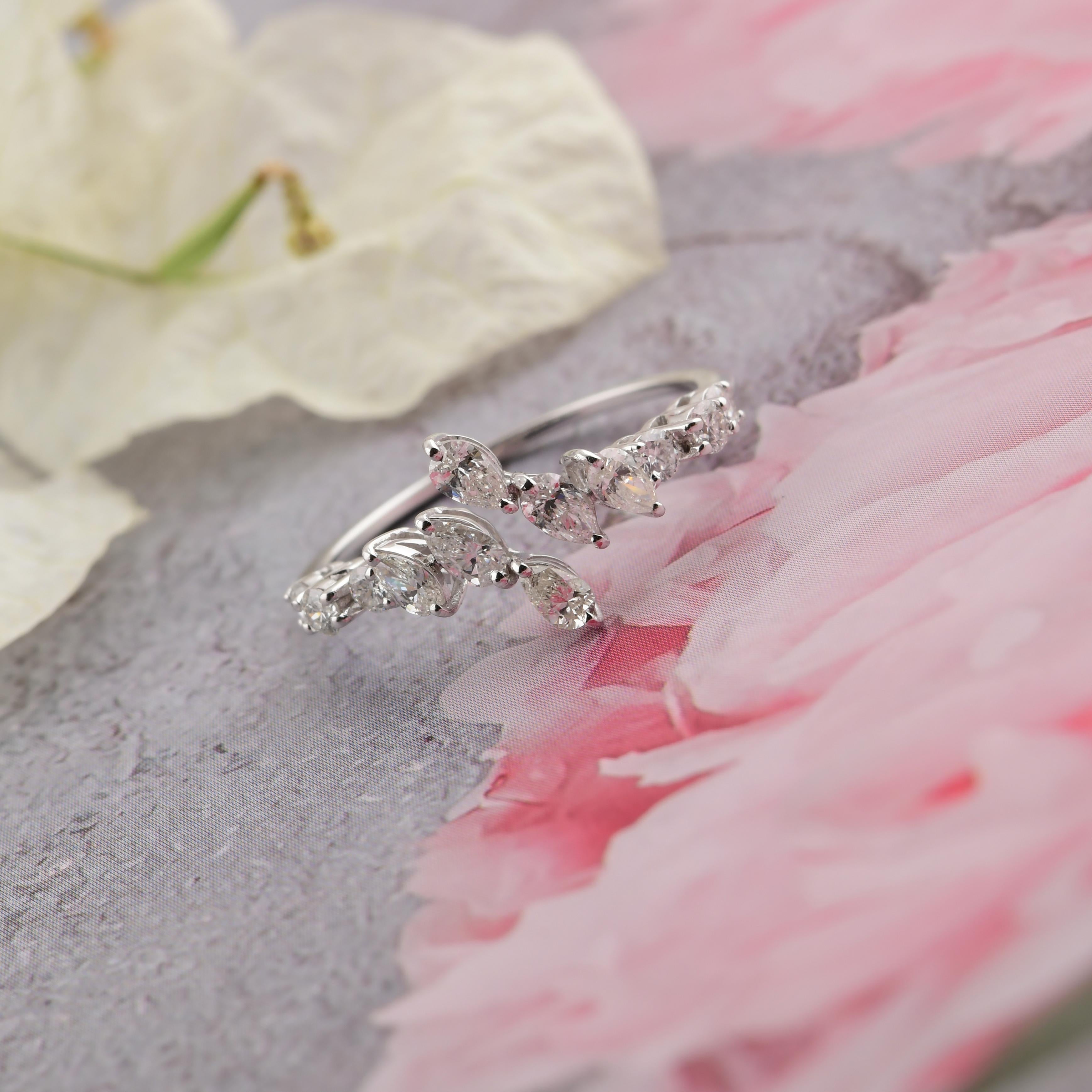 Im Angebot: Natürlicher 0,65 Karat zertifizierter SI/H Diamant Offener Ring 18 Karat Weißgold Schmuck () 3