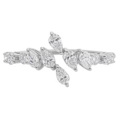 Natürlicher 0,65 Karat zertifizierter SI/H Diamant Offener Ring 18 Karat Weißgold Schmuck