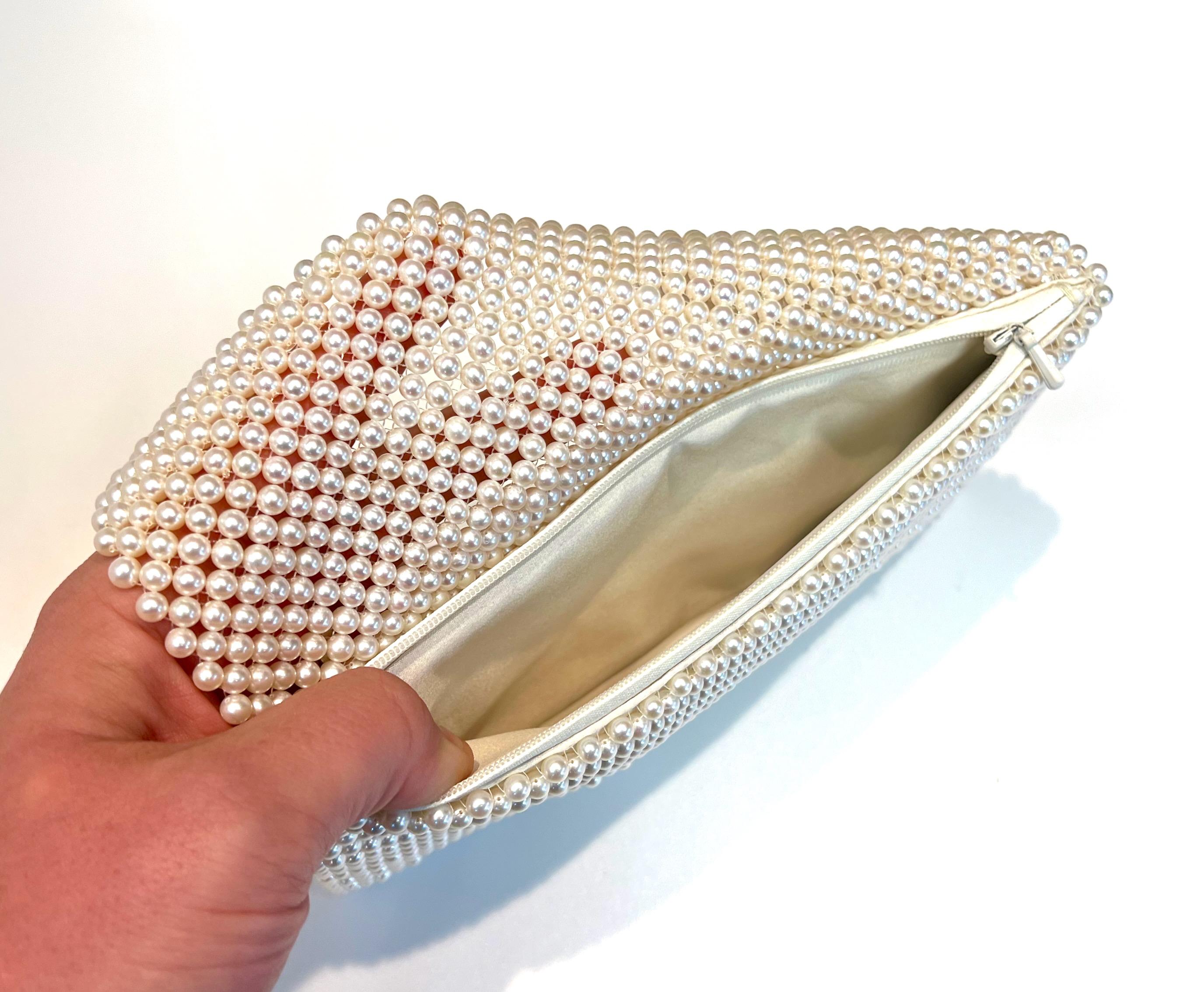 Real Cultured Pearls Clutch Silk For Sale 1