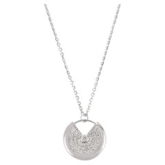 Real Diamond 14K Solid White Gold Elegant Disc Pendant Necklace for Her
