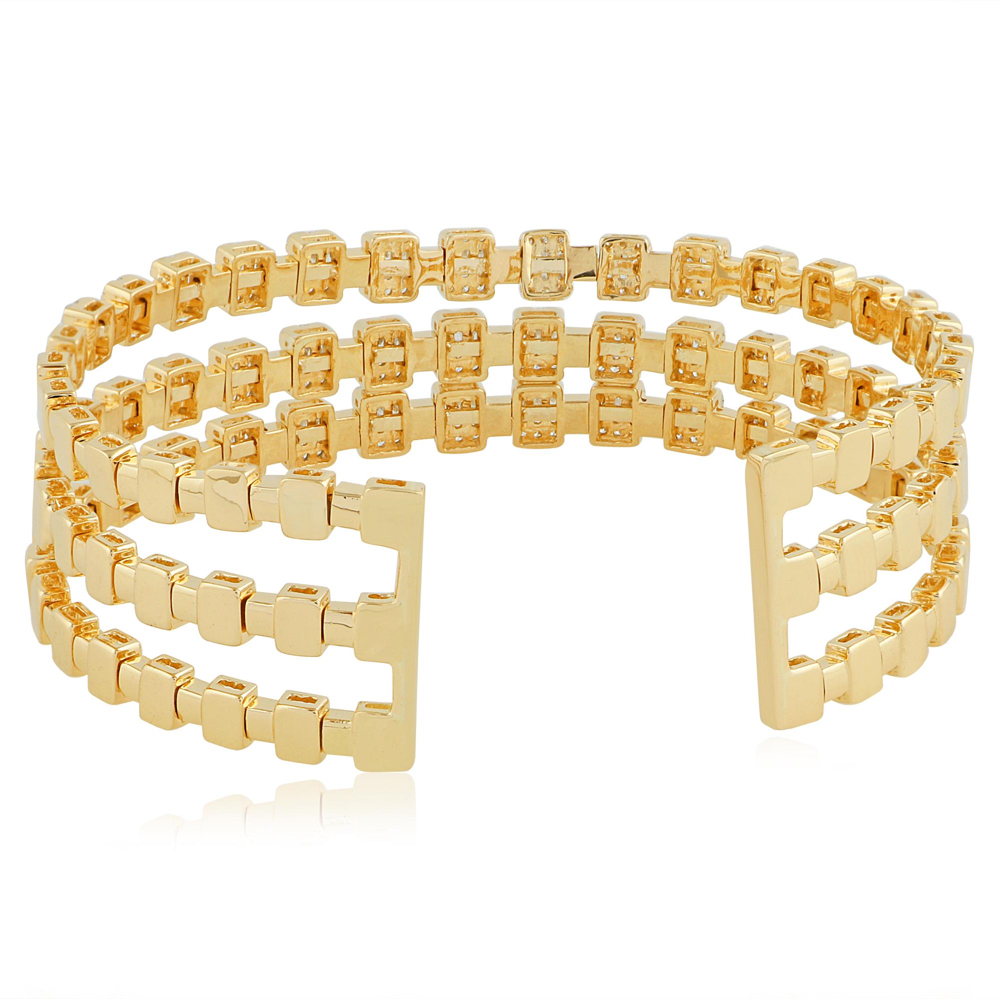 Diamante auténtico de 3,80 ct Oro amarillo de 18 quilates Brazalete brazalete ancho Fine Jewelry Corte mixto en venta