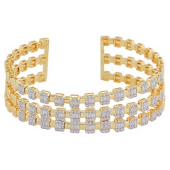 Diamante auténtico de 3,80 ct Oro amarillo de 18 quilates Brazalete brazalete ancho Fine Jewelry