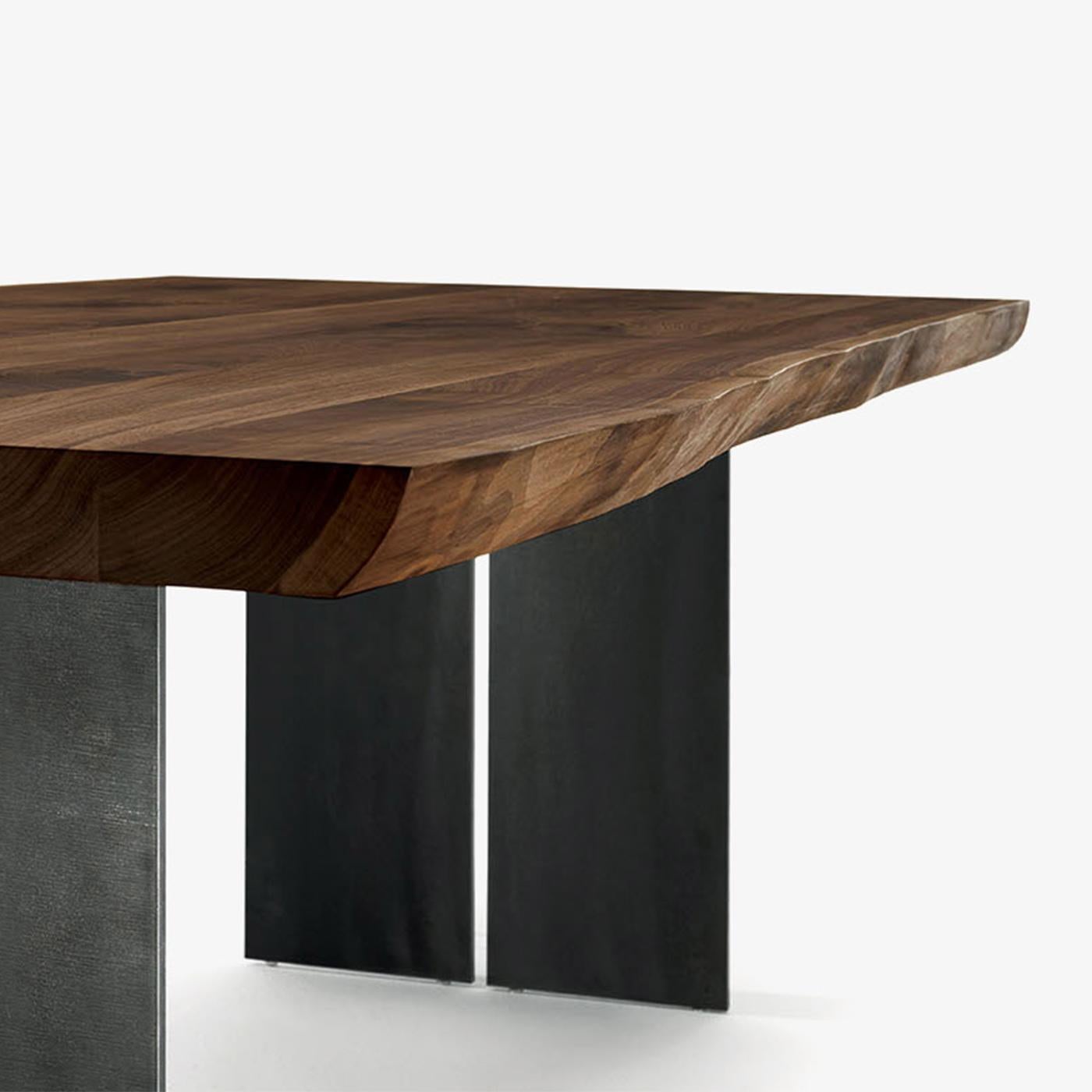 Contemporary Real Edges and Steel Table  For Sale