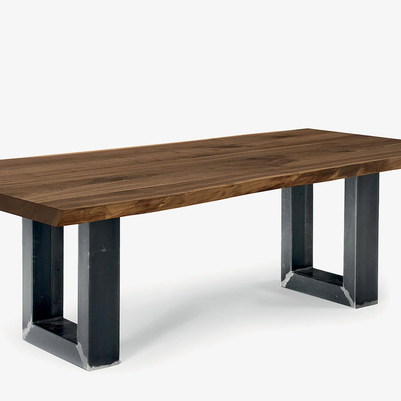 Hand-Crafted Real Edges Walnut Dining Table For Sale