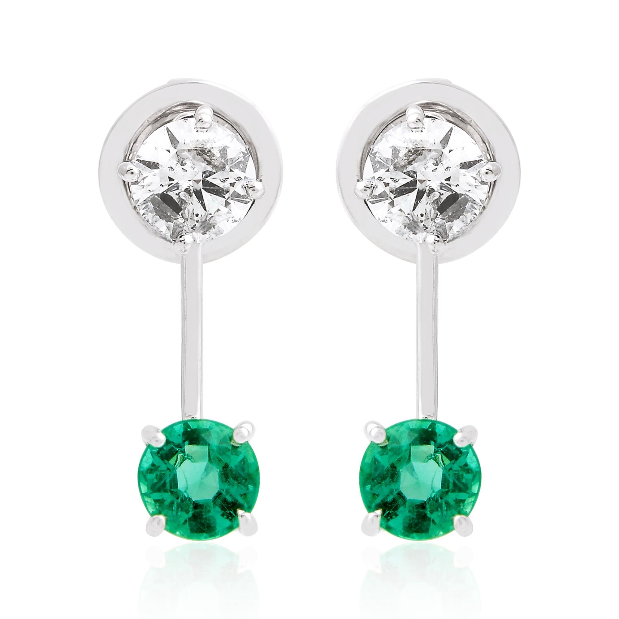 Item Code :- SEE-1536B (14k)
Gross Wt :- 2.20 gm
Solid 14k White Gold Wt :- 1.96 gm
Natural Diamond Wt :- 0.5 Carat ( AVERAGE DIAMOND CLARITY SI1-SI2 & COLOR H-I )
Natural Emerald Wt :- 0.7 Carat
Earrings Size :- 16x5 mm

✦