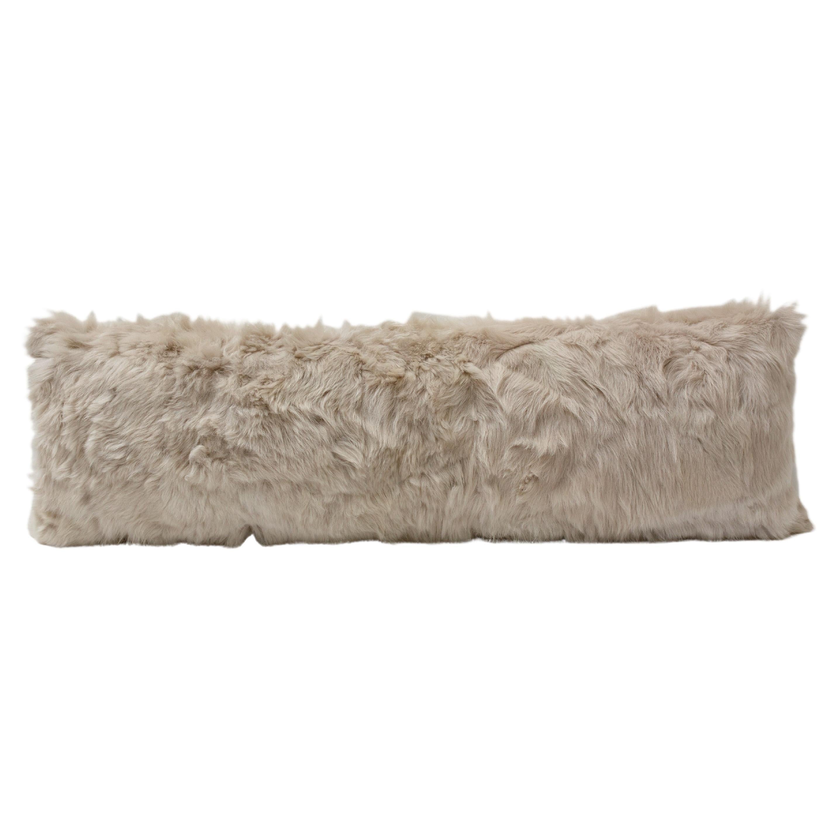 Real Fur Body Pillow in Bone by Jg Switzer For Sale