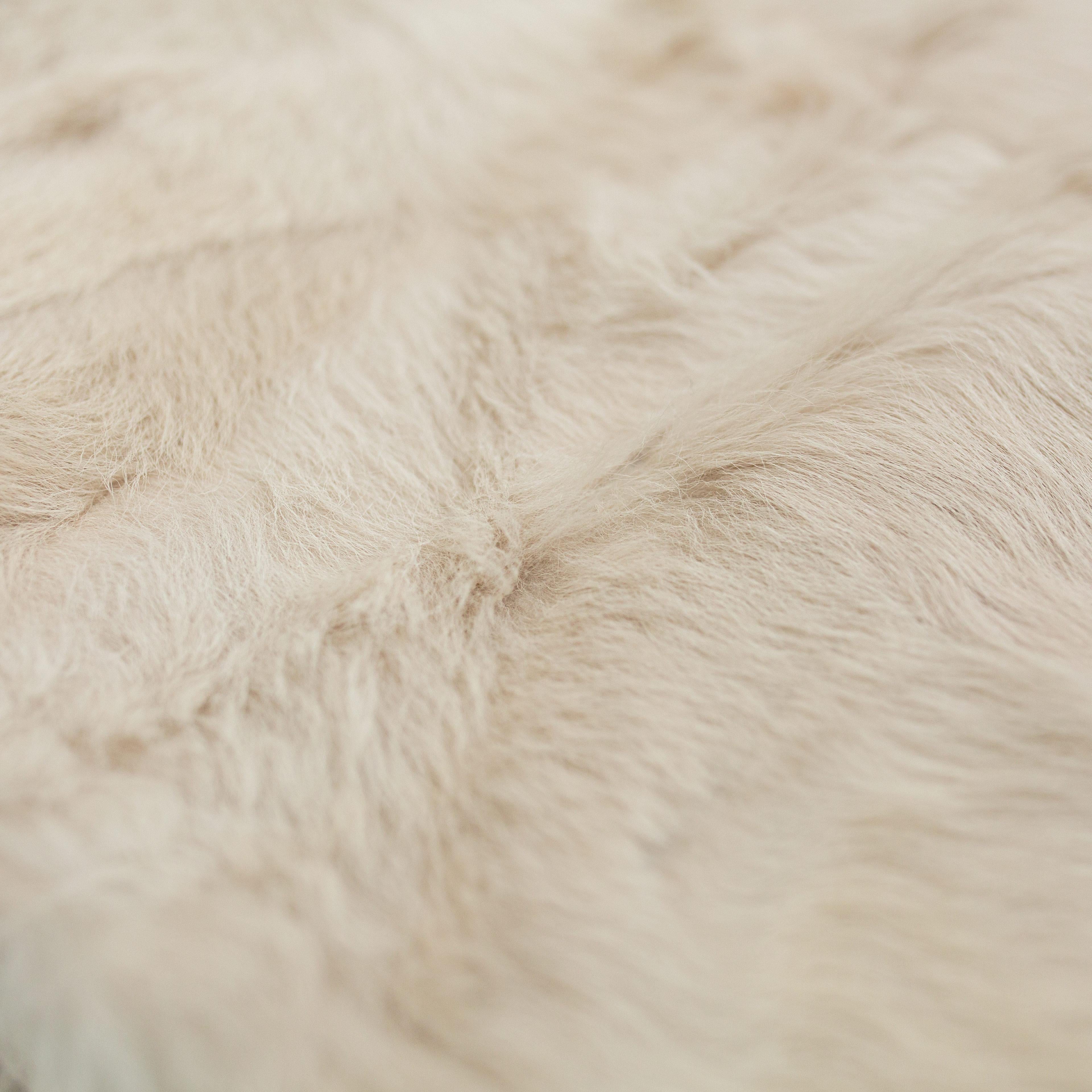 American Real Fur Lumbar Pillow in Bone For Sale