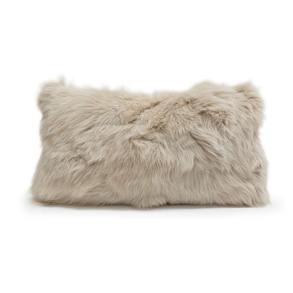 Real Fur Lumbar Pillow in Bone In New Condition For Sale In Sebastopol, CA