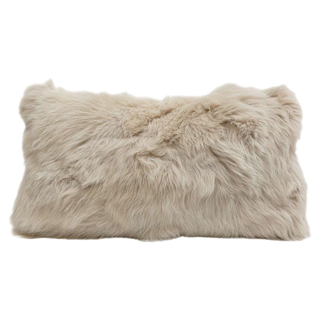 Real Fur Lumbar Pillow in Bone