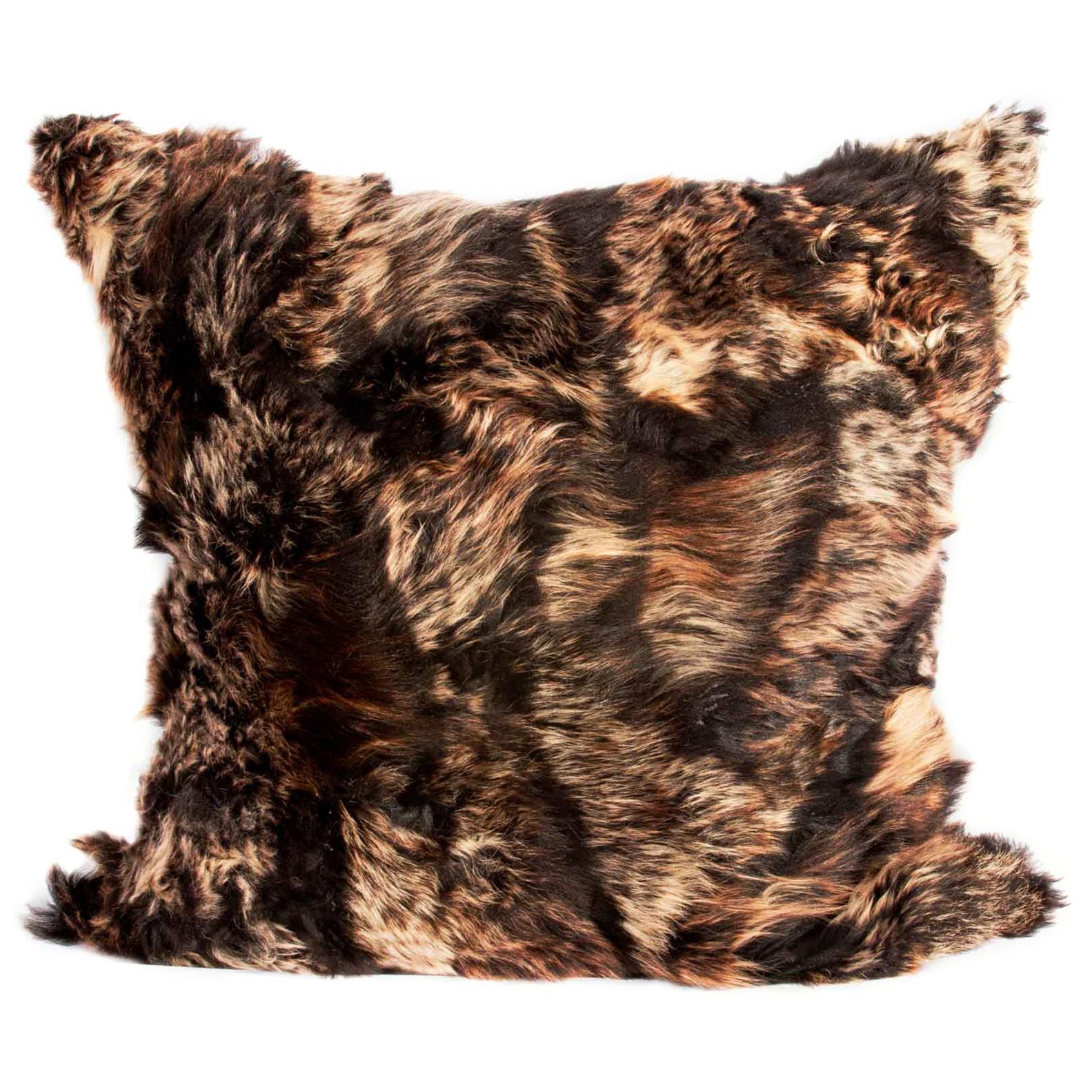 Real Fur Pillow, Truffle Brown, Authentic Toscana Sheep Fur