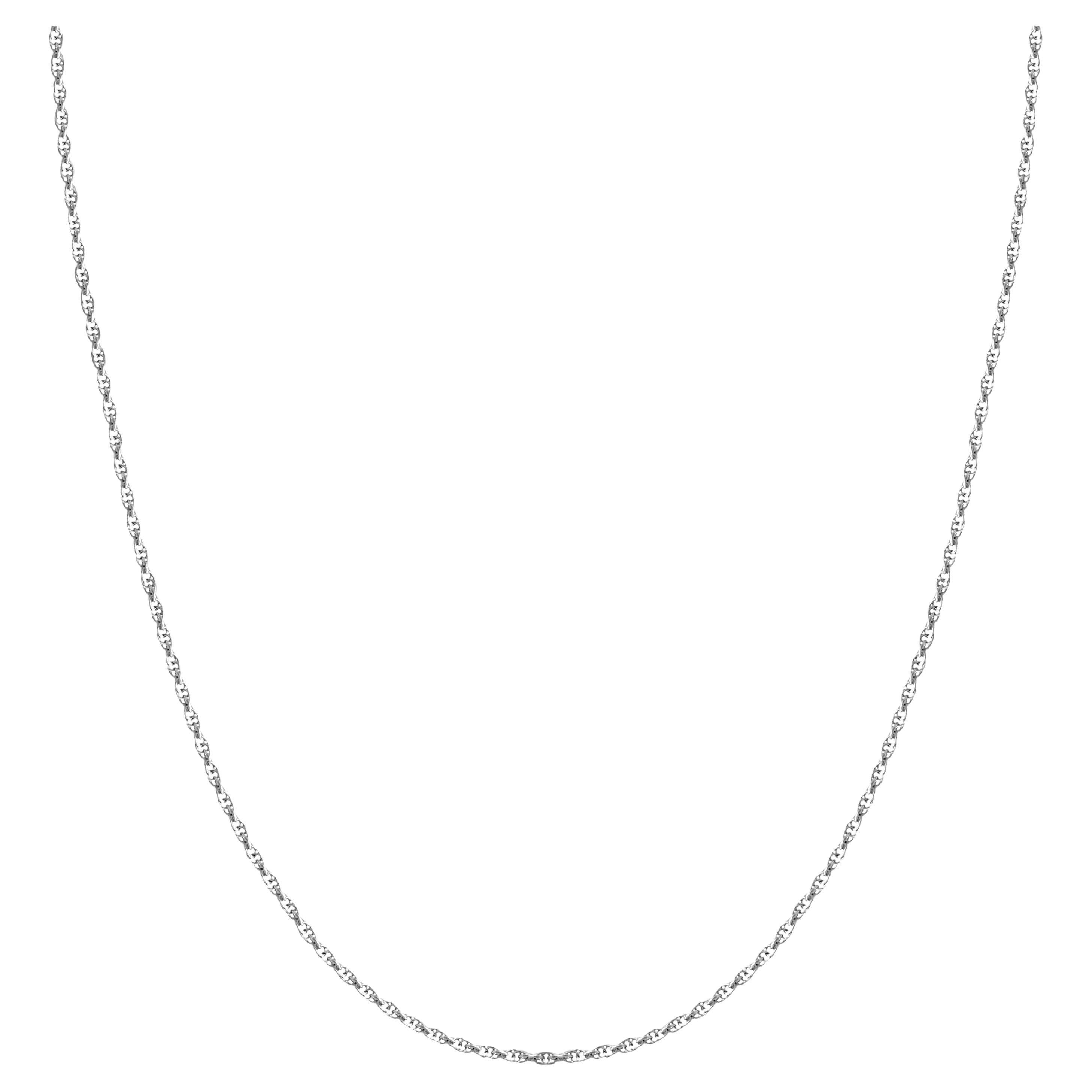 Real Solid 14k White Gold Rope Chain Necklace Diamond Cut Women Pendant Tennis  For Sale