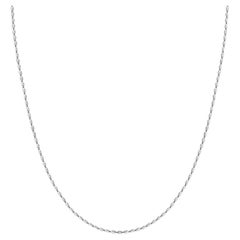 Real Genuine Solid 14k White Gold Rope Chain Necklace Diamond Cut Women Pendant