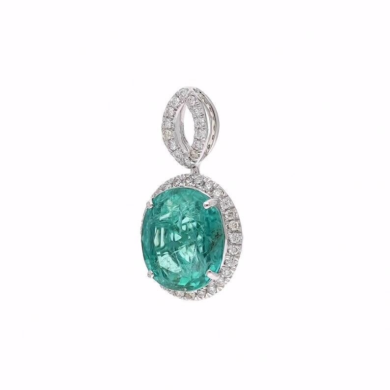Colgante Esmeralda Verde Natural con Halo de Diamantes  Diamante Natural Oro Blanco 18k 1