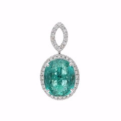 Ciondolo con smeraldo verde naturale e diamanti a raggiera Diamante naturale in oro bianco 18 carati
