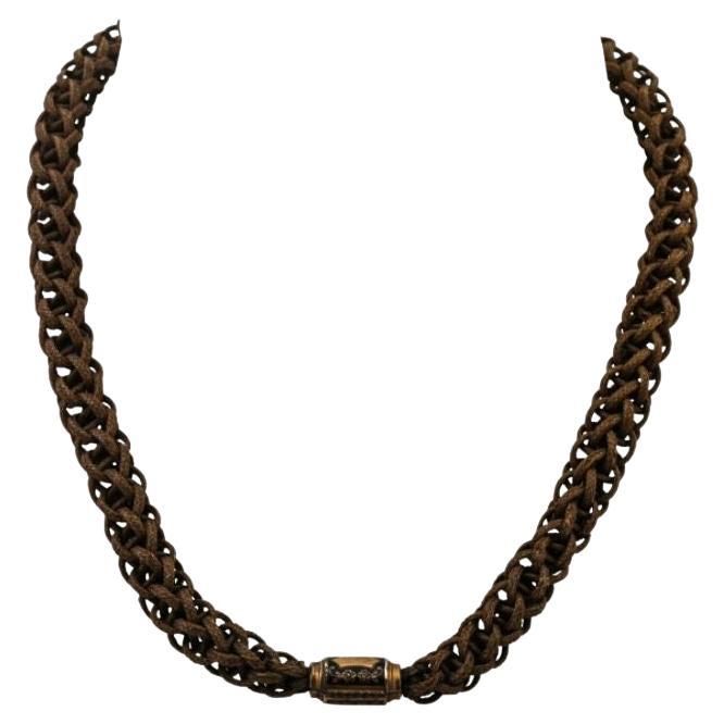 Real Hair Collier with Gold-Plated Intermediate Part For Sale