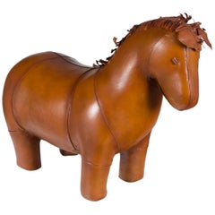 Real Leather Horse Pony Animal Footstool Ottoman