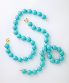 Real Looking Sleeping Beauty Turquoise Faux Two Strand 16MM Necklace