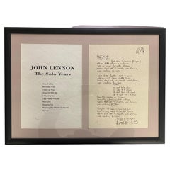 Vintage Real Love Limited Edition Hand Written Lyrics / John Lennon the Solo Years