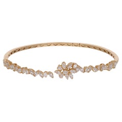 Bracciale con diamanti taglio smeraldo Marquise reale Gioielli in oro giallo 18 carati