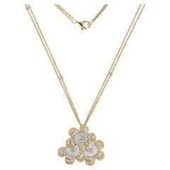 Collier fleur en nacre véritable SI/H diamant Collier fleur en or jaune 14 carats